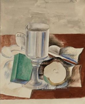 Still Life with Glass and Apple 1914 Pablo Picasso Oil Paintings